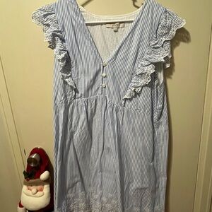 LOFT Light Blue Striped Top